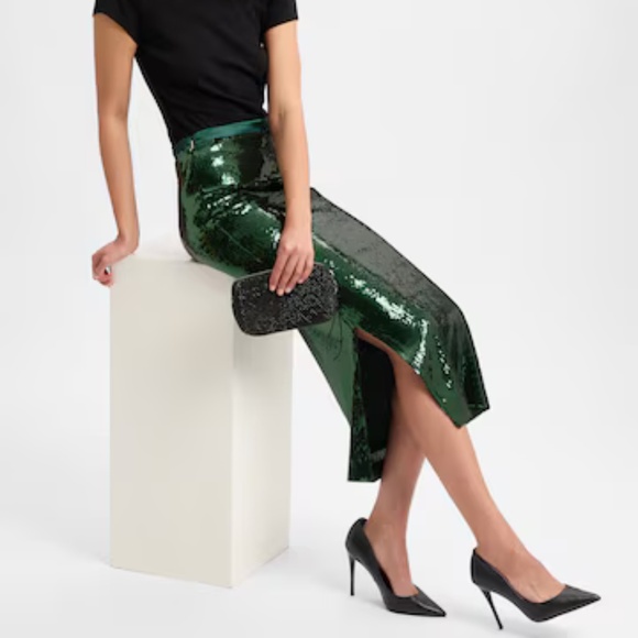 NEW BOSS RELAXED-FIT MIDI SKIRT WITH SEQUIN EMBELLISHMENTS - size M - Picture 1 of 5